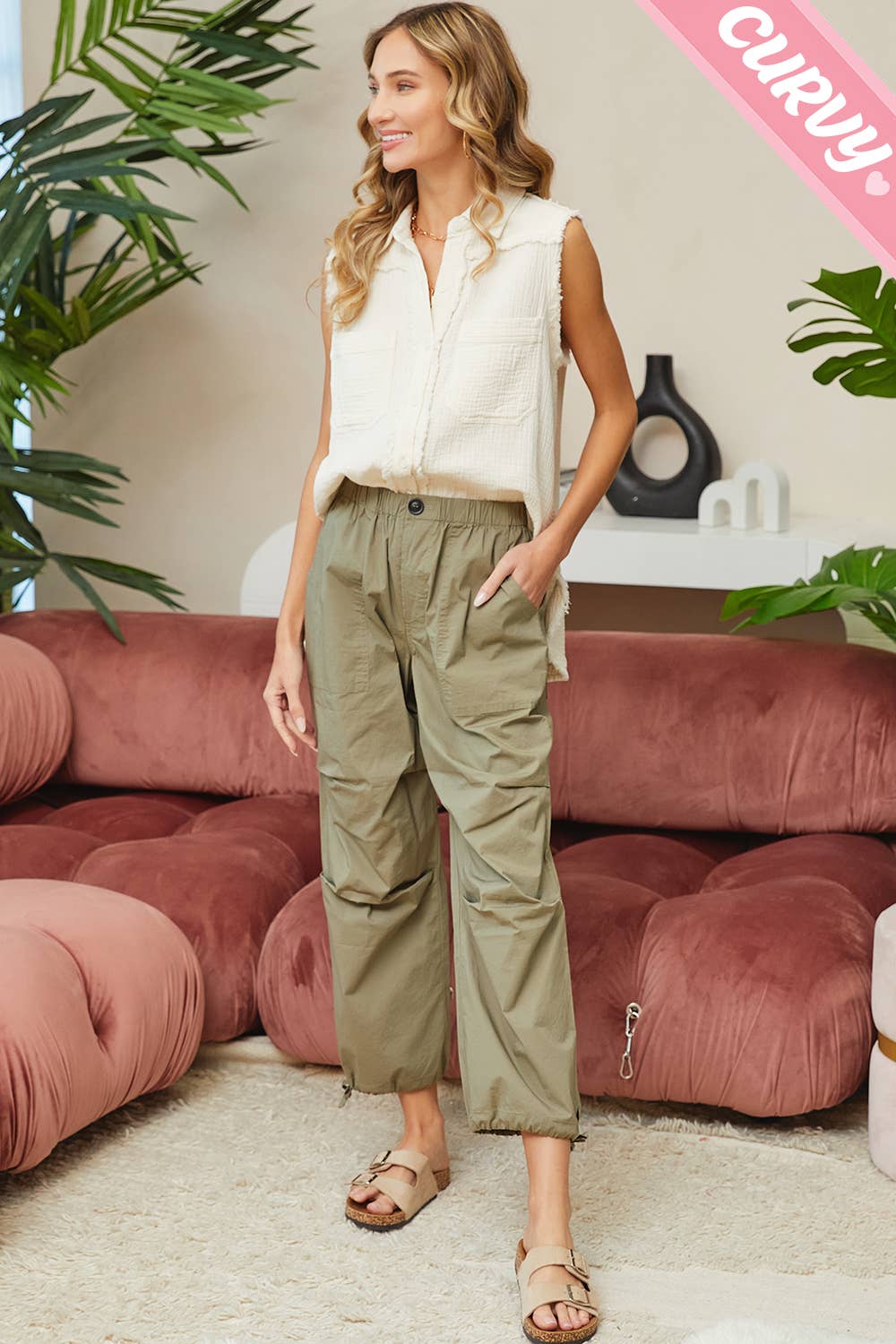 PLUS SIZE EVERY DAY CASUAL UTILITY PANTS