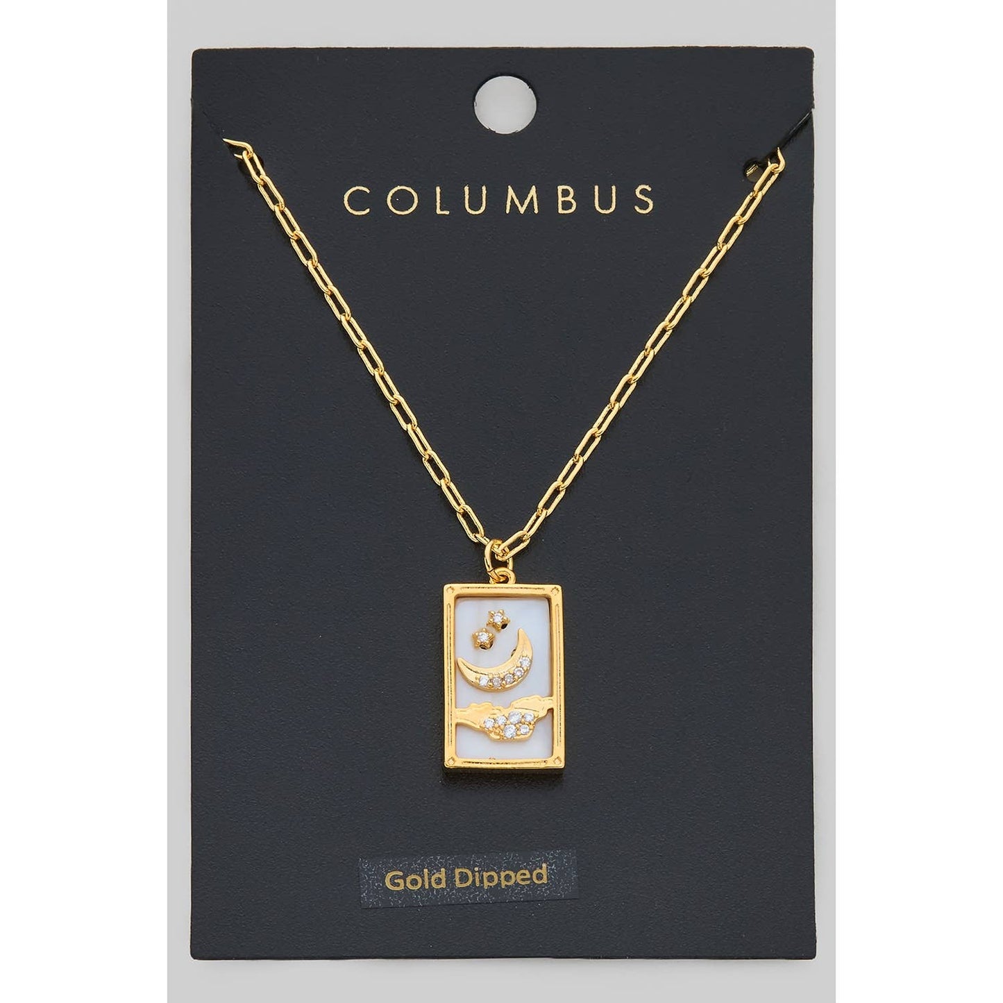 MOP MOON AND STARS PENDANT GOLD DIPPED NECKLACE