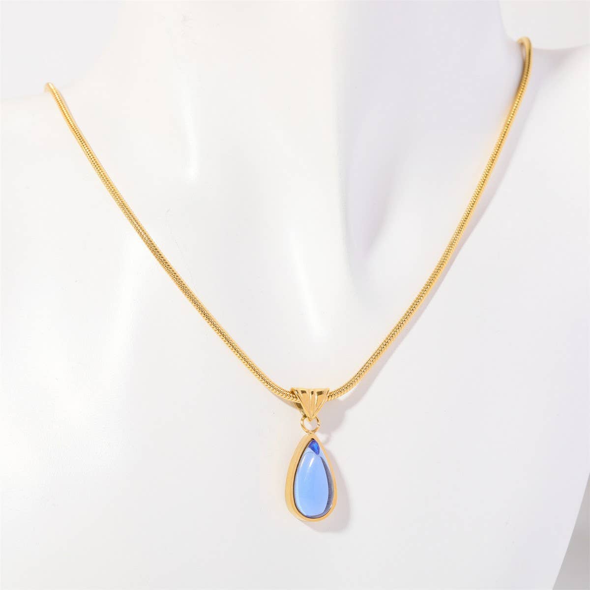 Fashionable water drop blue ocean necklace_CWMM5582