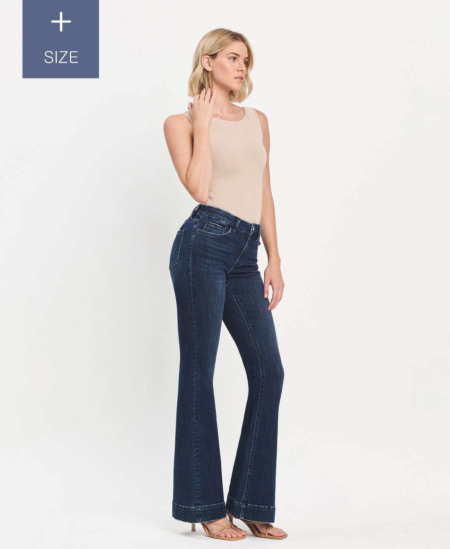 PLUS SIZE TUMMY CONTROL MID RISE FULL LENGTH FLARE LV1482-P