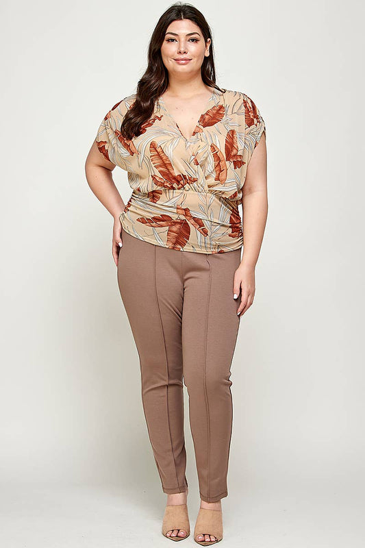 Plus Size High Waisted Pin-Tuck Skinny Pants - WG16213-2P