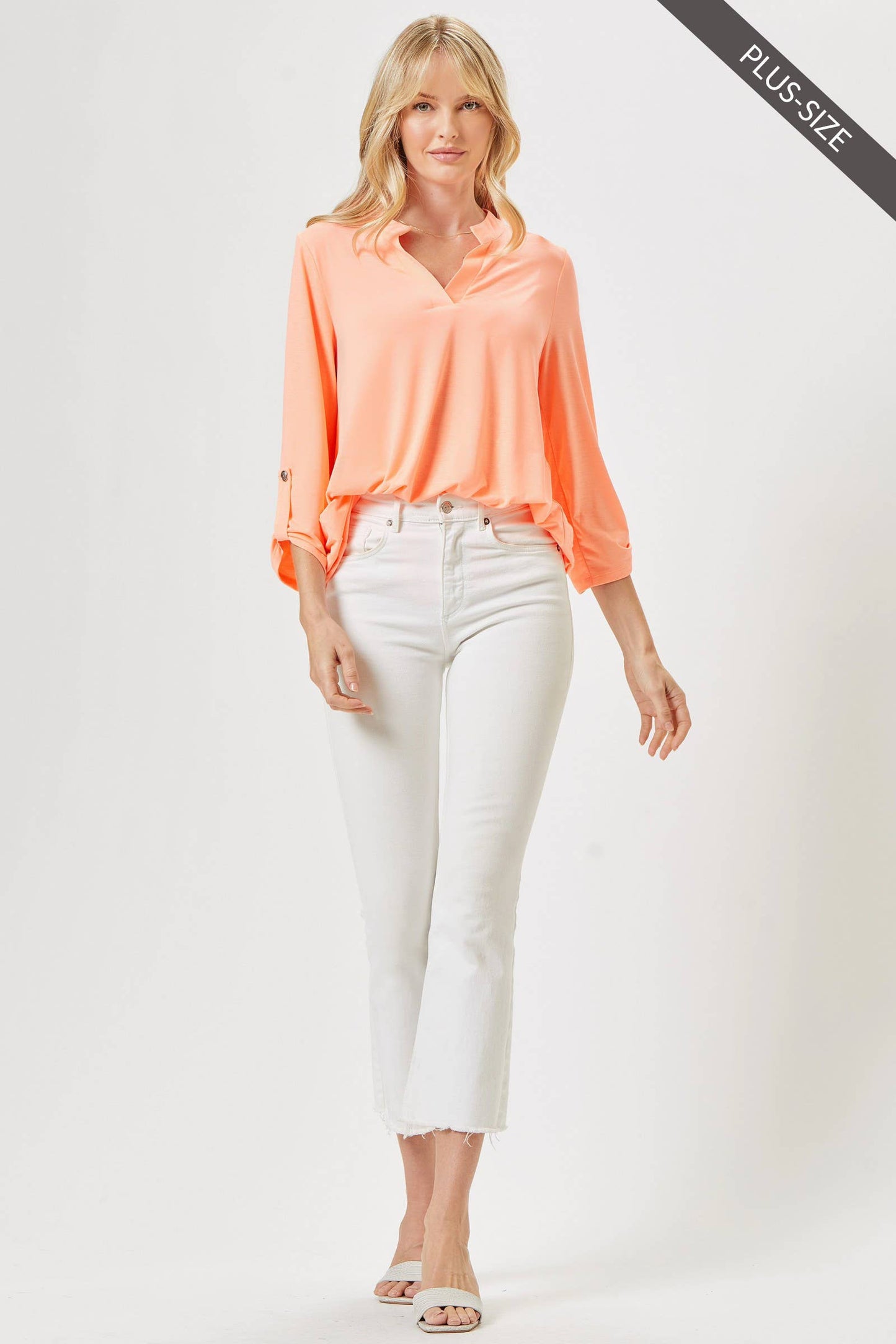 PLUS SIZE Lizzy 3/4 Wrinkle Free Top