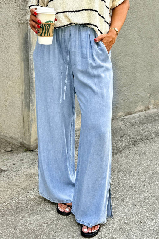 Plus Size Denim Chambray High Waist Jeans