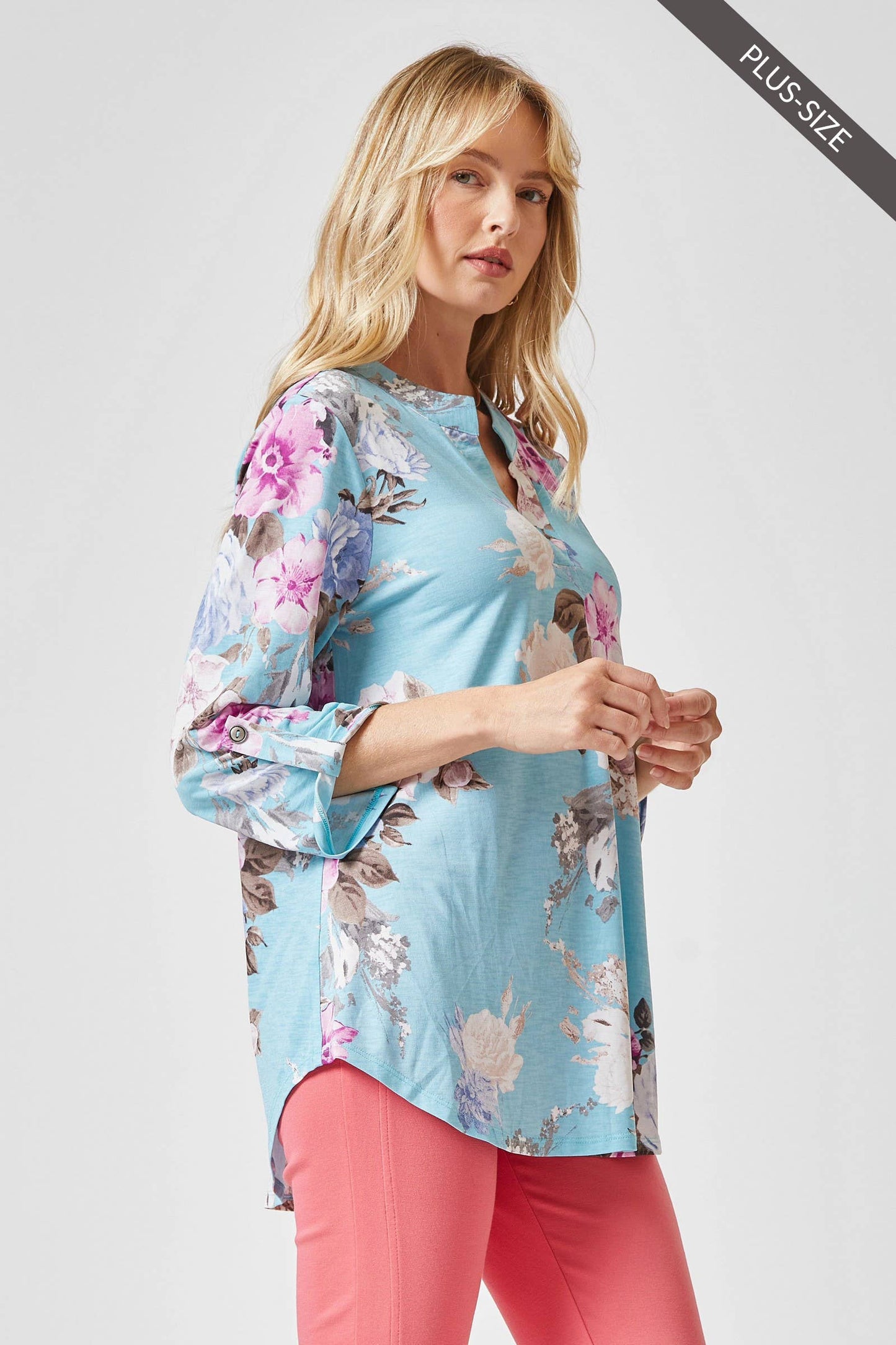PLUS SIZE 3/4 Sleeve Printed LIZZY Top