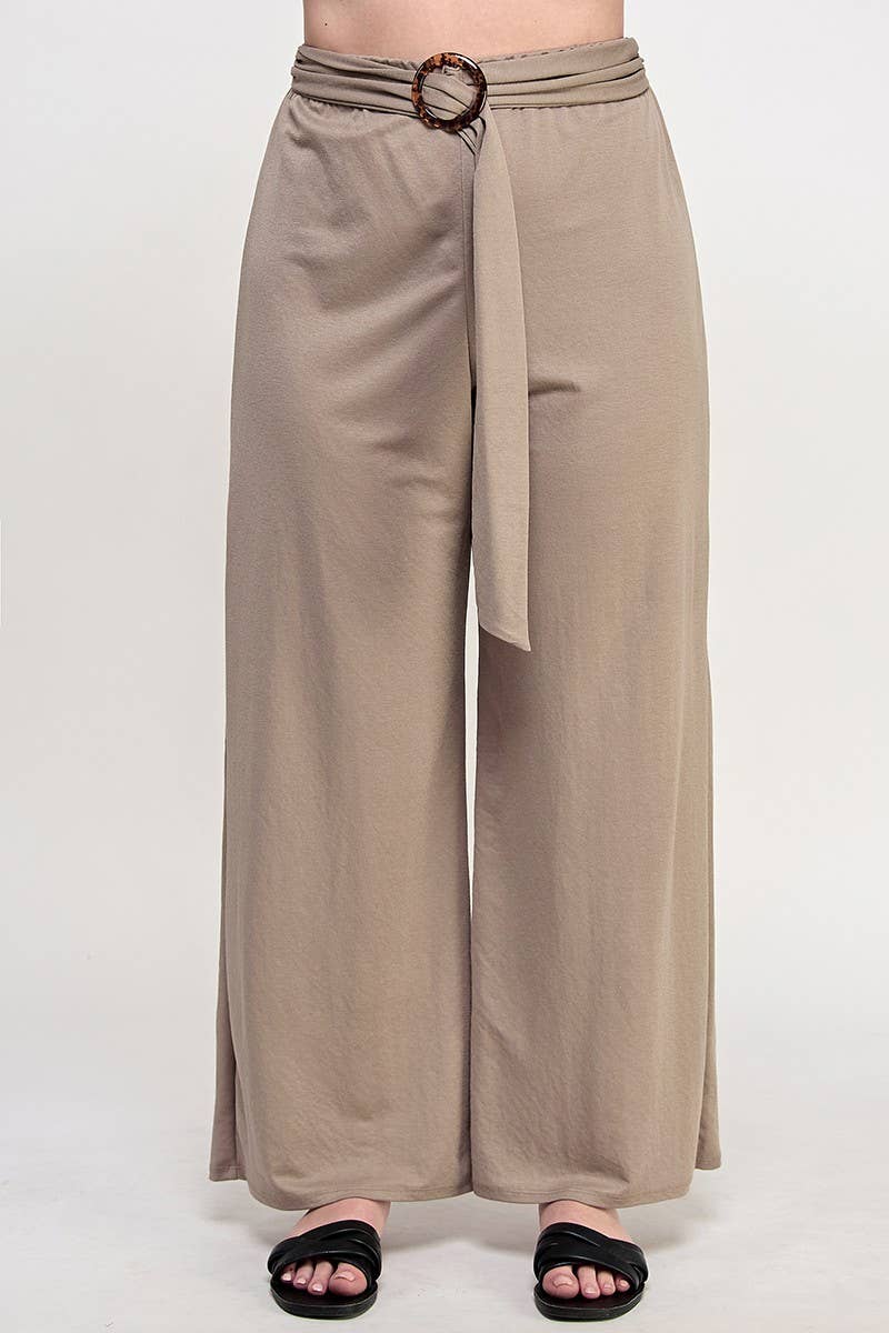 Plus Size Loose High Waist Pants With Belt KY18112-P
