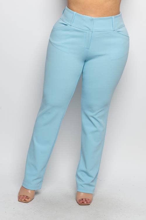 PLUS SIZE STRAIGHT LEG TROUSER PANTS