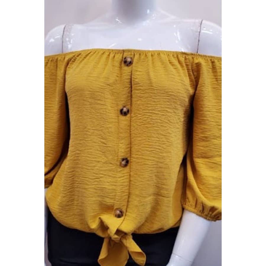 PLUS SIZE TIE FRONT OFF SHOULDER TOP