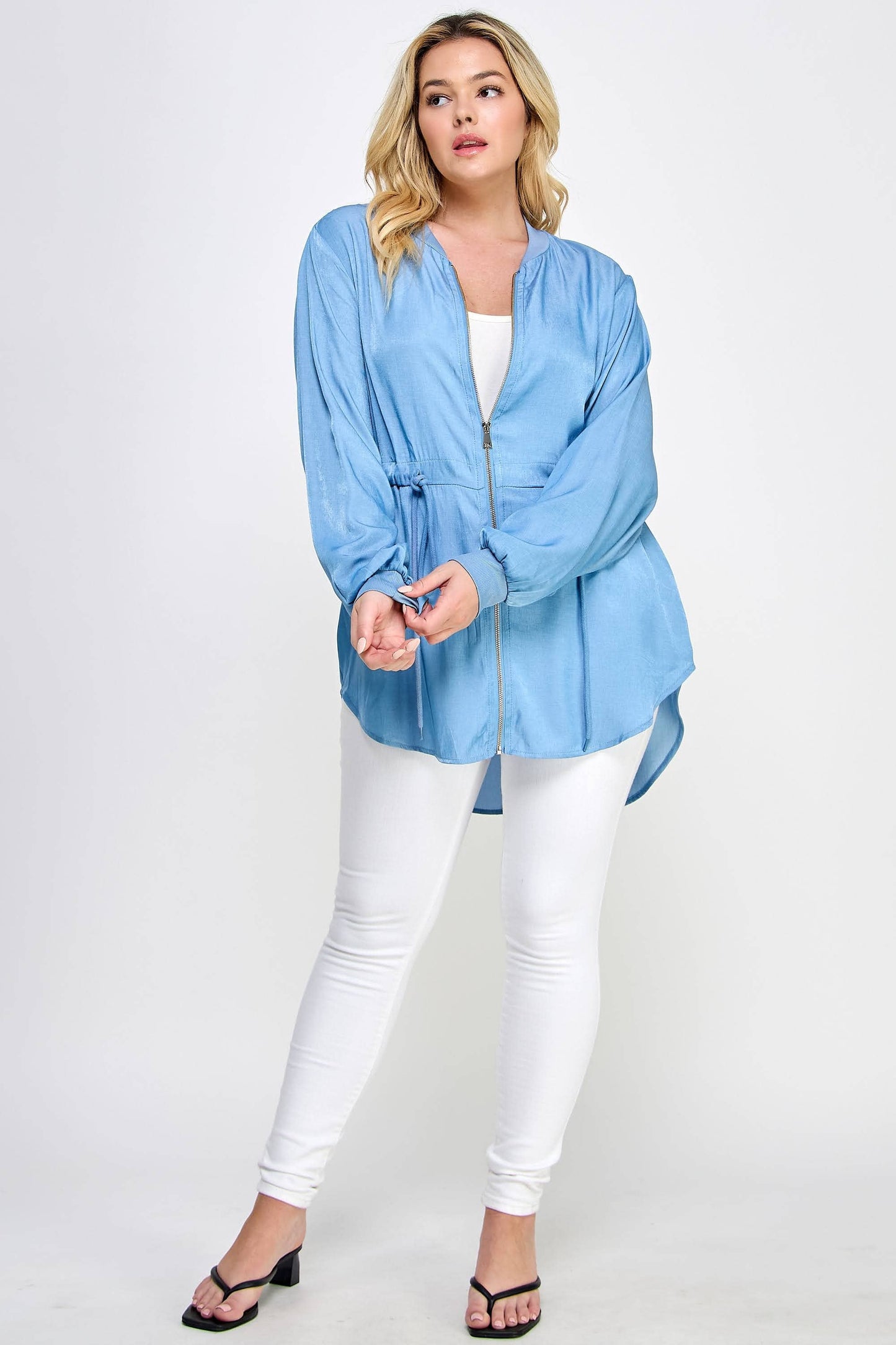 Plus Size Bomber Zip Up Shacket SS2410P-J