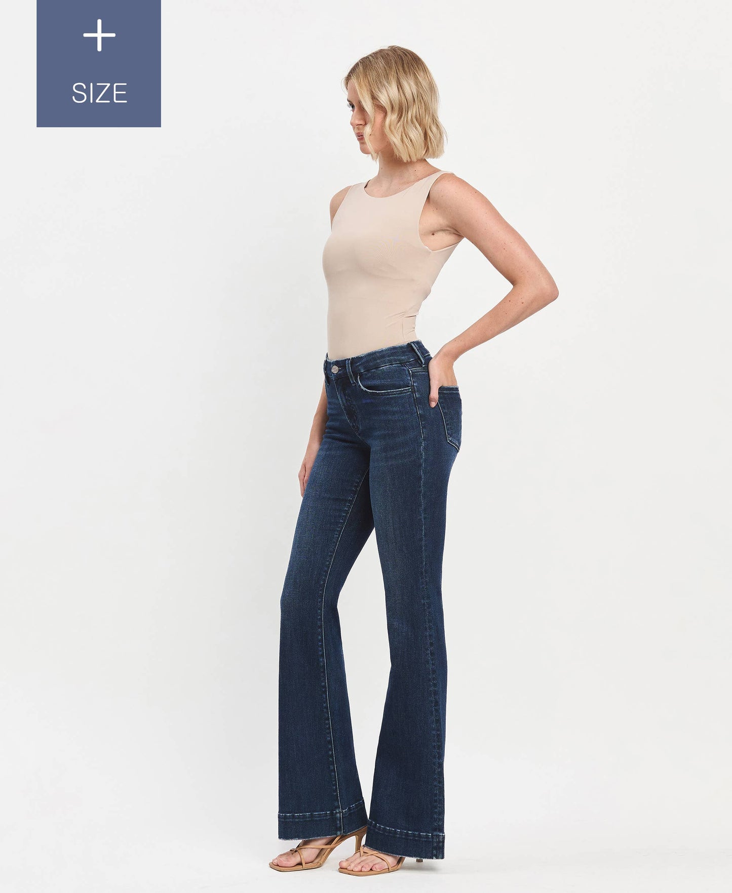 PLUS SIZE TUMMY CONTROL MID RISE FULL LENGTH FLARE LV1482-P