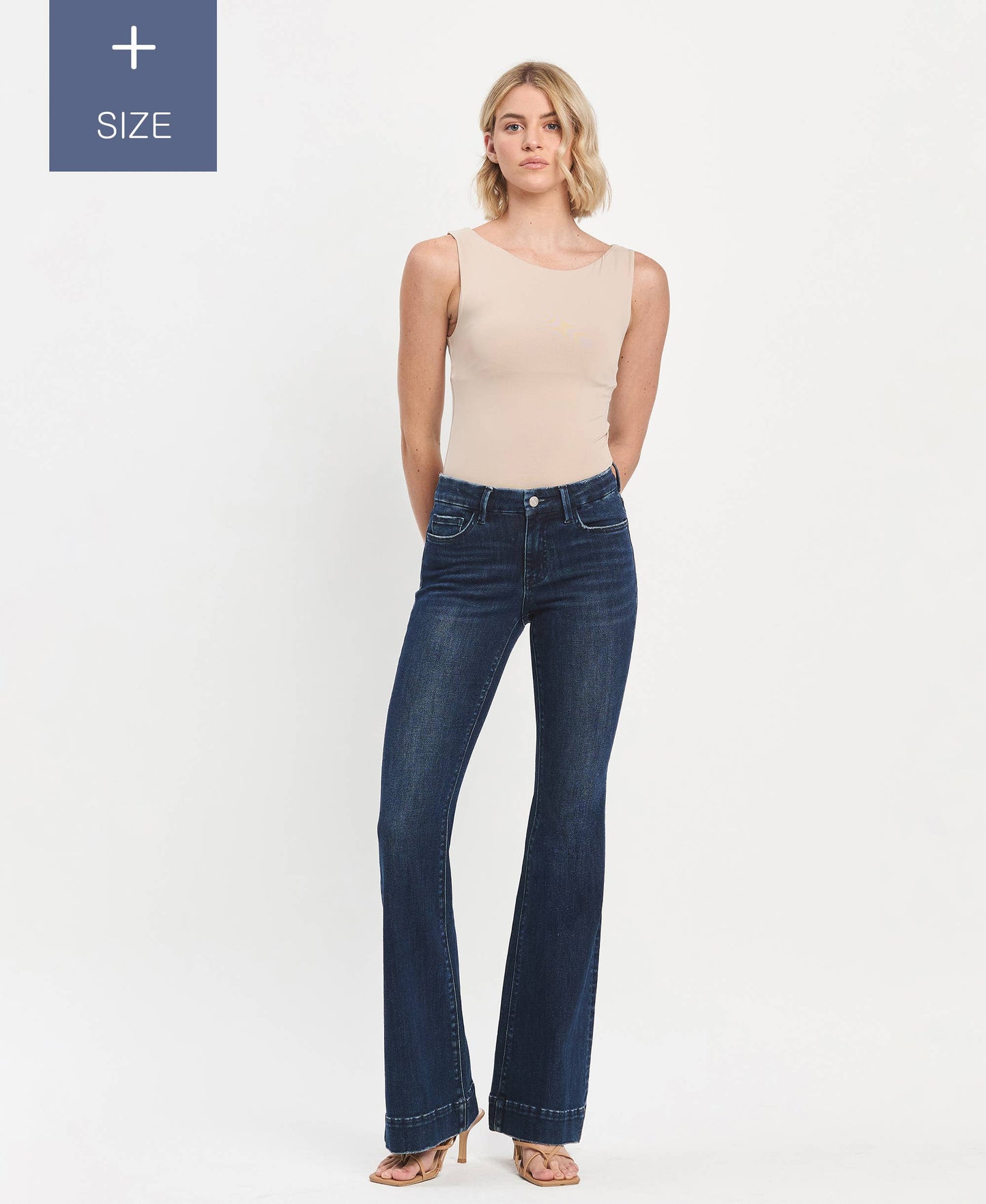 PLUS SIZE TUMMY CONTROL MID RISE FULL LENGTH FLARE LV1482-P