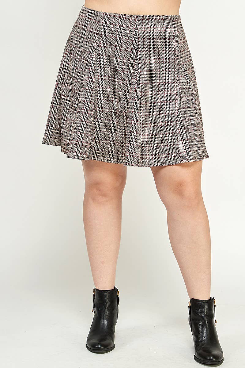 Plus Size Plaid Knit Aline Skirt KY18157-SK