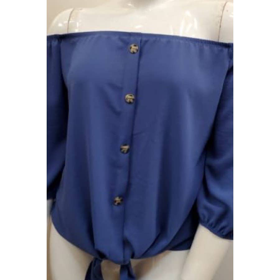 PLUS SIZE TIE FRONT OFF SHOULDER TOP