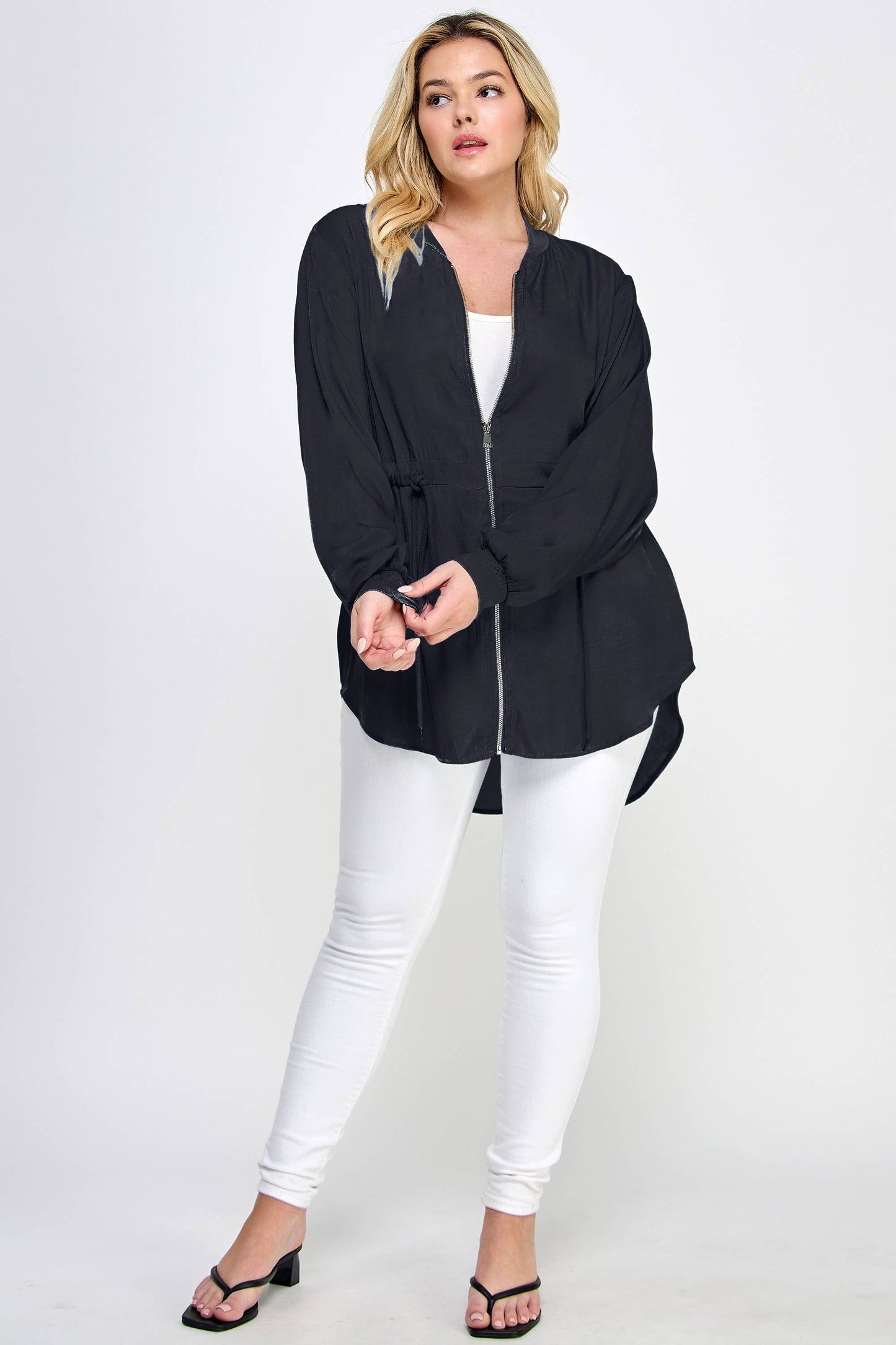 Plus Size Bomber Zip Up Shacket SS2410P-J