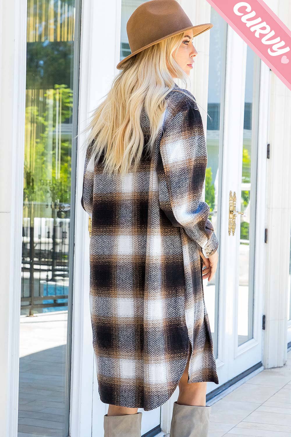 PLUS SIZE SHACKET /PLAID COAT