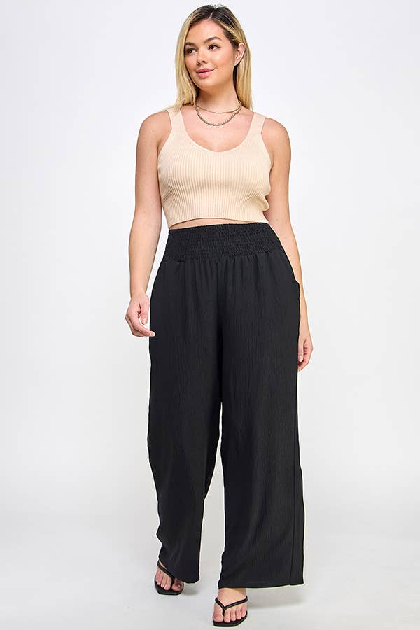 Plus Size Smocked Wide-Leg Pant - WG18356-P