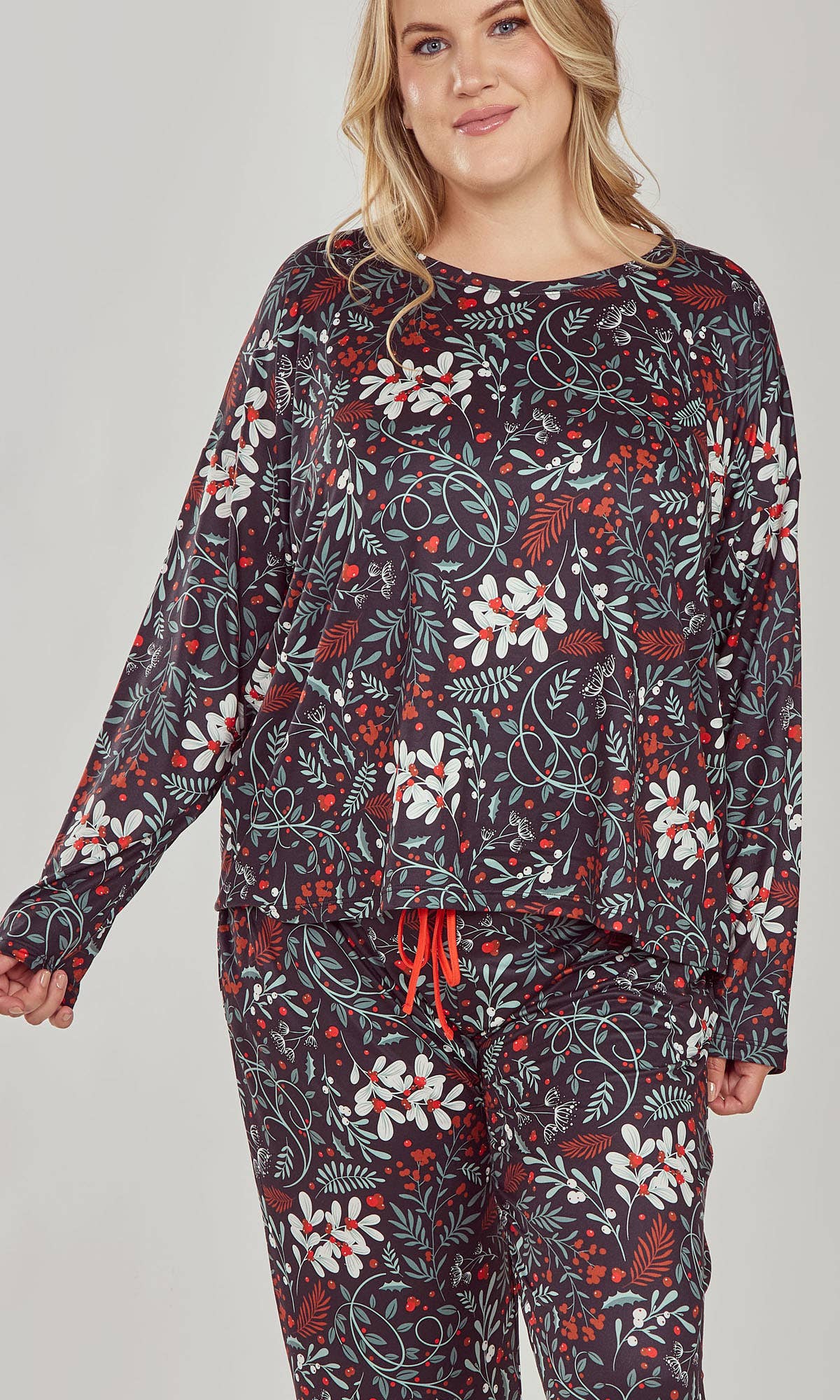 Holly Plus Size Soft Floral Sleep-Lounge Pant Set