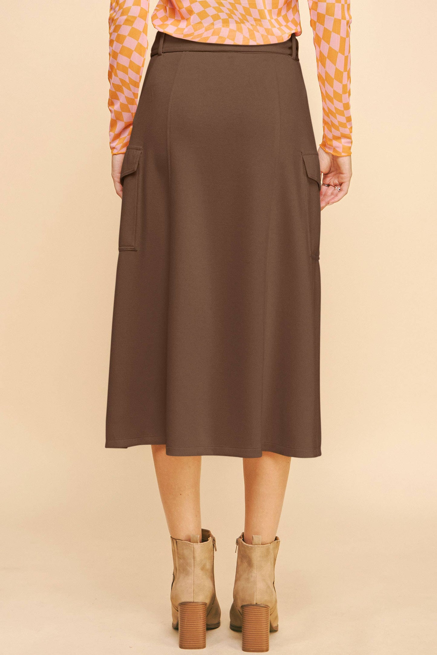 PLUS SOLID WRAP BELTED POCKET CARGO A LINE SKIRT