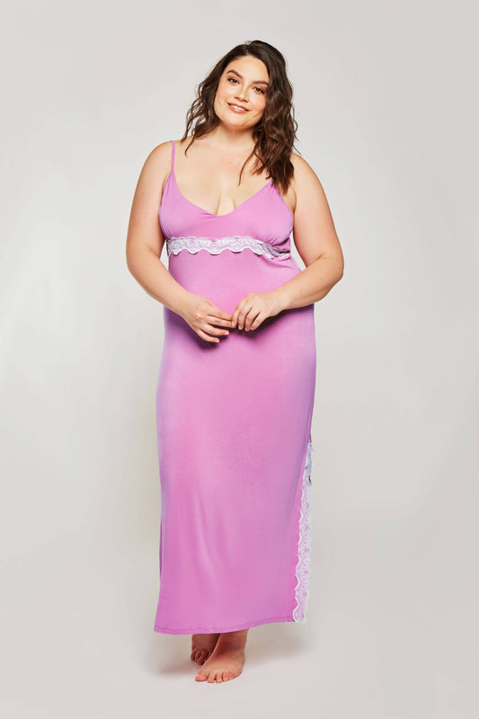 Lorelei Plus Size Viscose Pink Gown/Dress-Lace