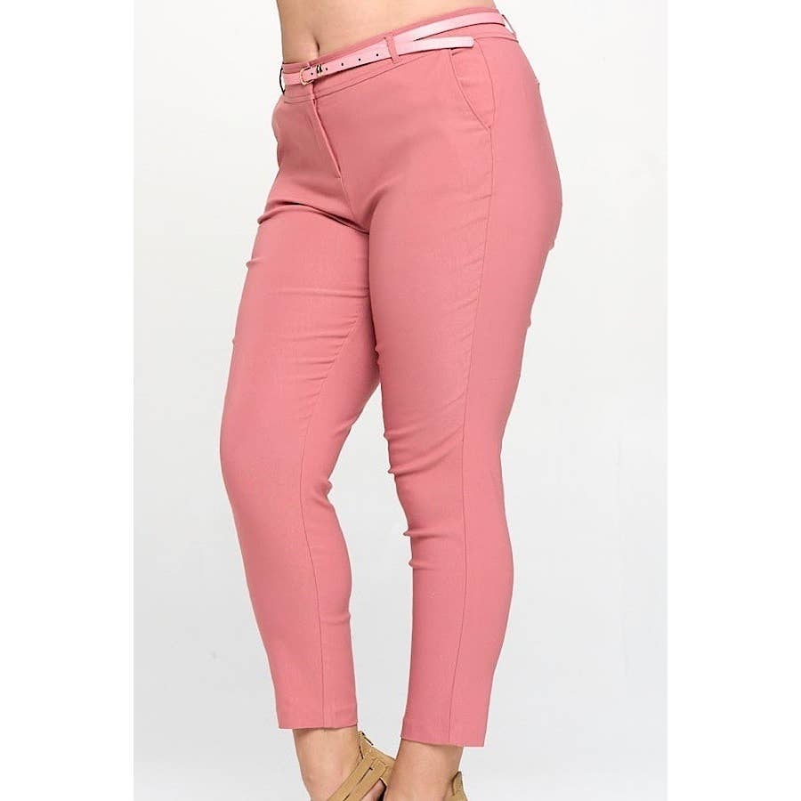 PLUS SIZE BELTED MILLENIUM TROUSERS