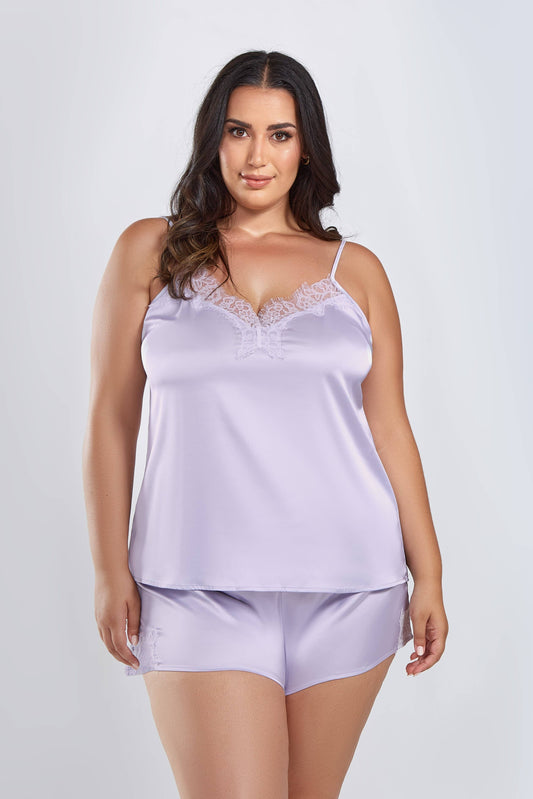 Mia 2PC Cami-Short Lingerie with Lace Trim